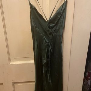 Gentle Herd Silk Cowl Neck Slip Dress Forrest Green XXL